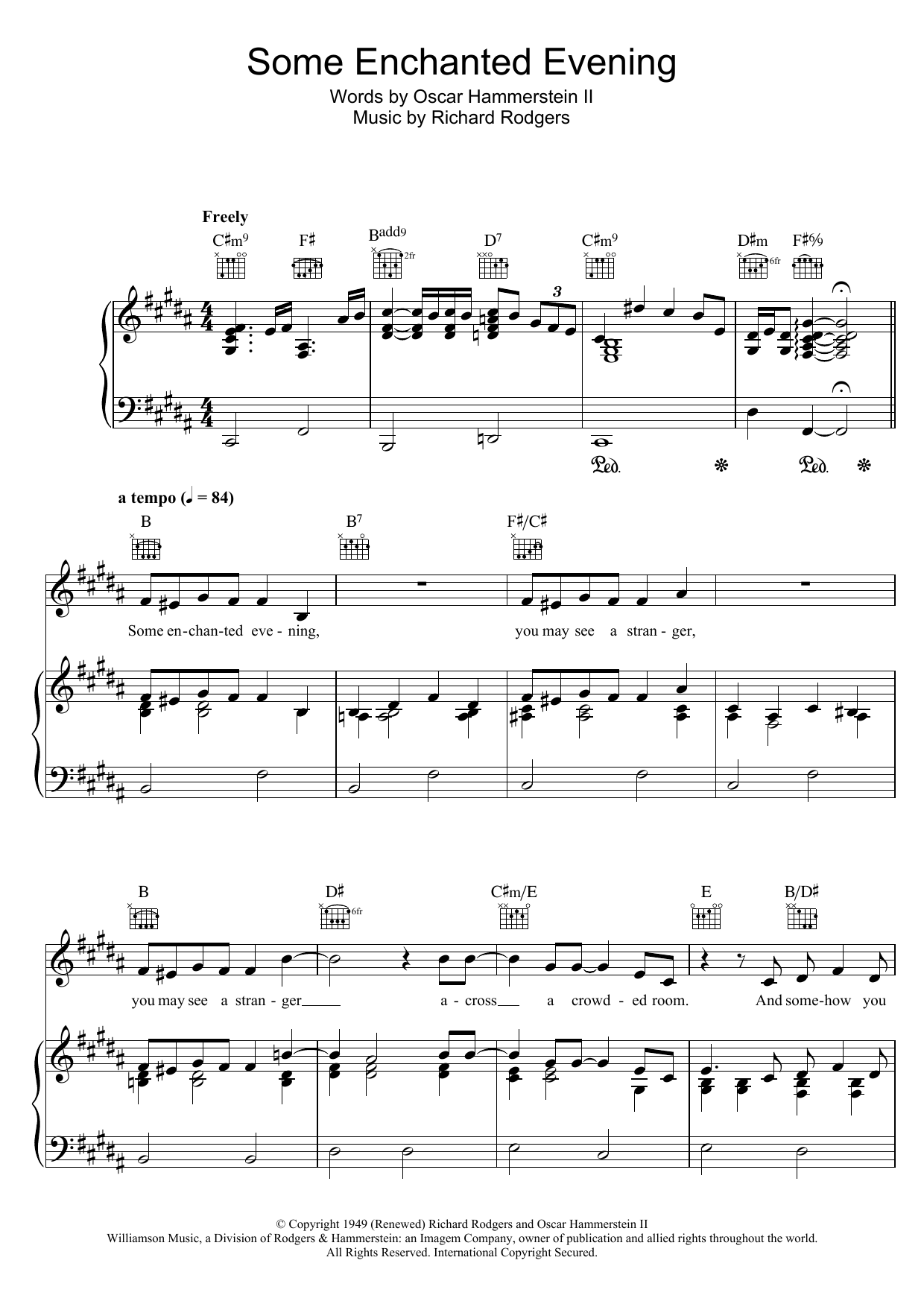 Bob Dylan Some Enchanted Evening (from South Pacific) sheet music notes and chords arranged for Piano, Vocal & Guitar Chords