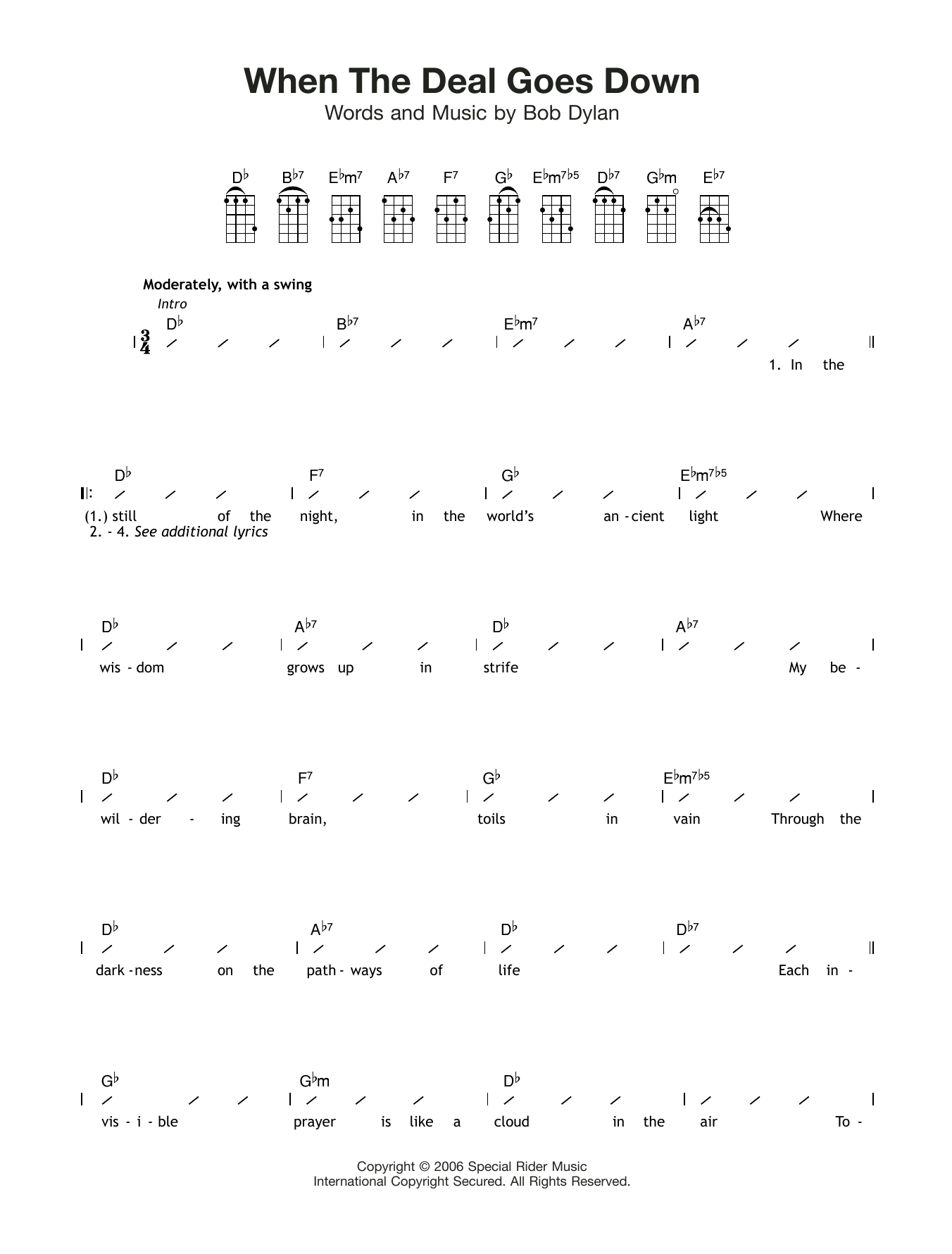 Bob Dylan When The Deal Goes Down sheet music notes and chords arranged for Guitar Chords/Lyrics