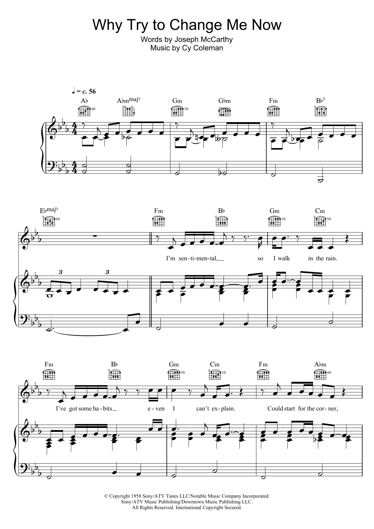 Bob Dylan Why Try To Change Me Now sheet music notes and chords arranged for Piano, Vocal & Guitar Chords