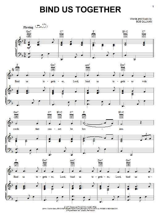 Bob Gillman Bind Us Together sheet music notes and chords arranged for Piano, Vocal & Guitar Chords (Right-Hand Melody)