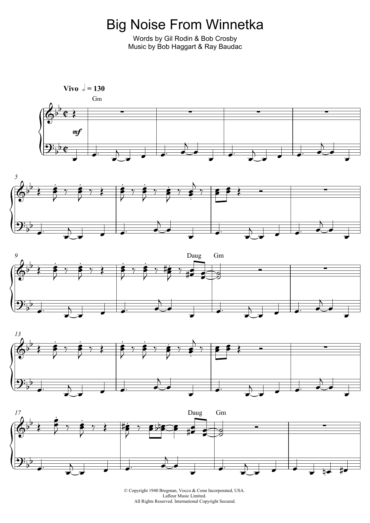 Bob Haggart Big Noise From Winnetka sheet music notes and chords arranged for Piano Solo