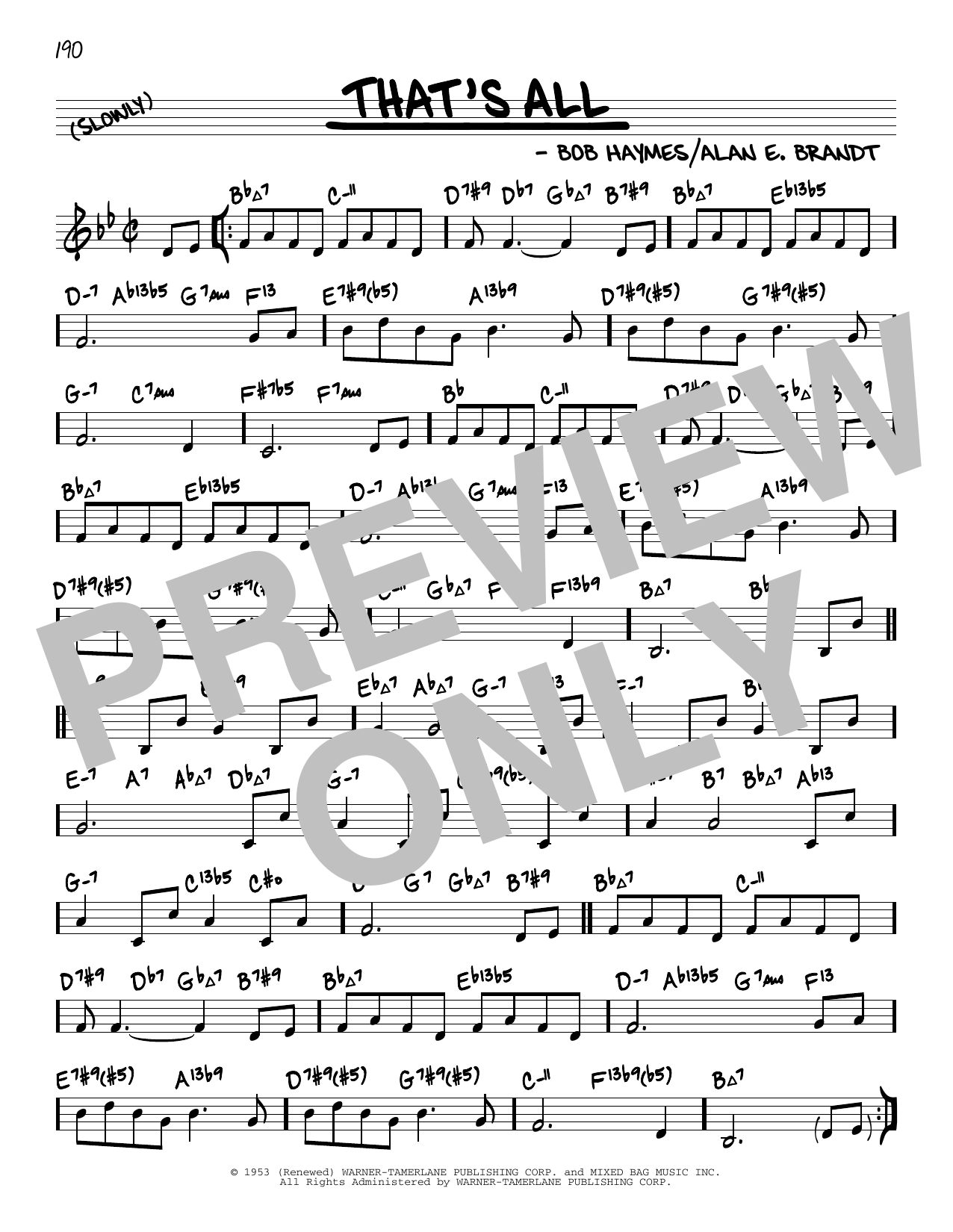 Bob Haymes That's All (arr. David Hazeltine) sheet music notes and chords arranged for Real Book – Enhanced Chords