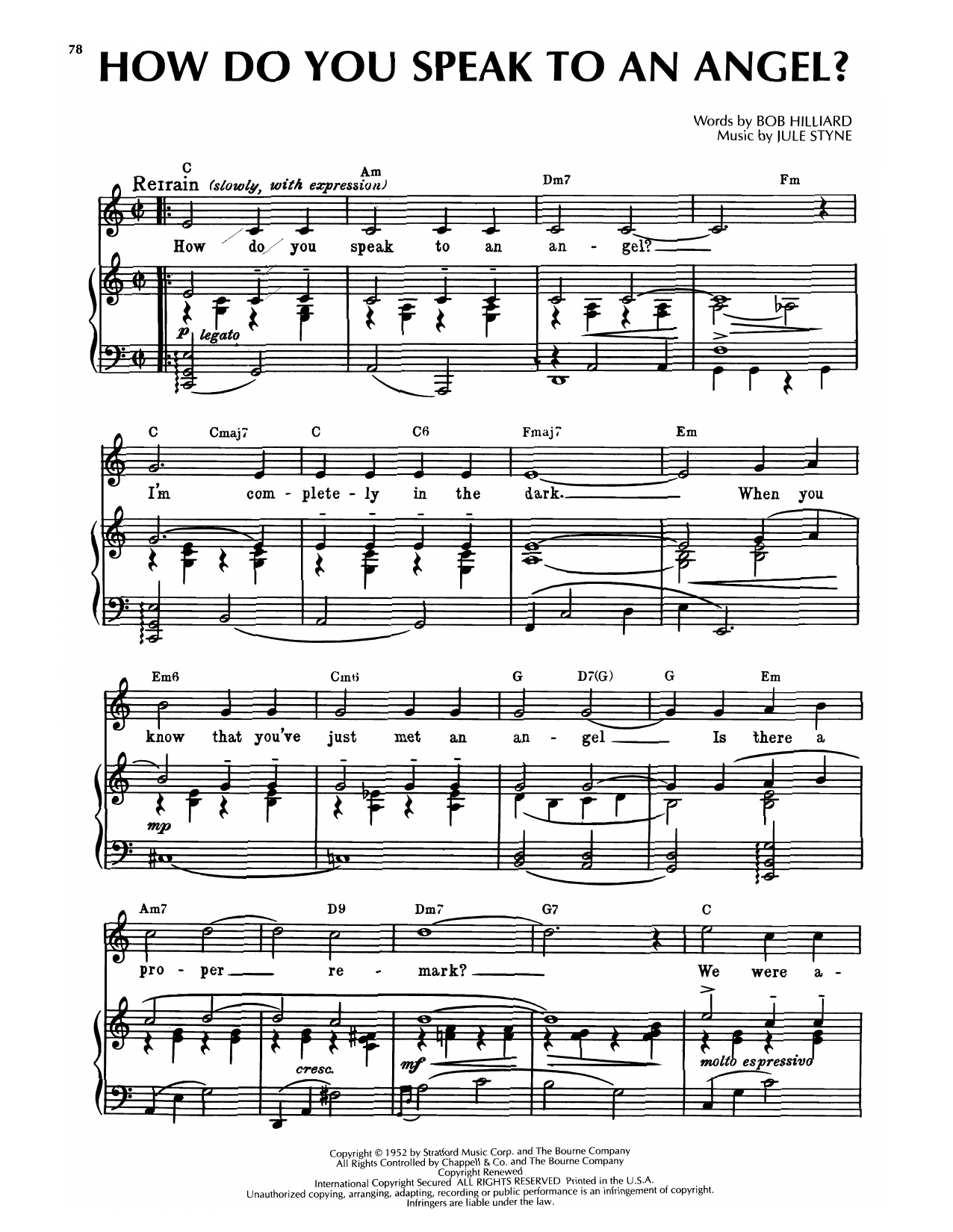 Bob Hilliard & Jule Styne How Do You Speak To An Angel? sheet music notes and chords arranged for Piano & Vocal