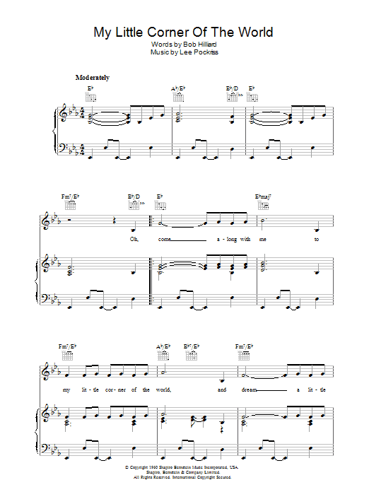 Bob Hilliard My Little Corner Of The World sheet music notes and chords arranged for Piano, Vocal & Guitar Chords