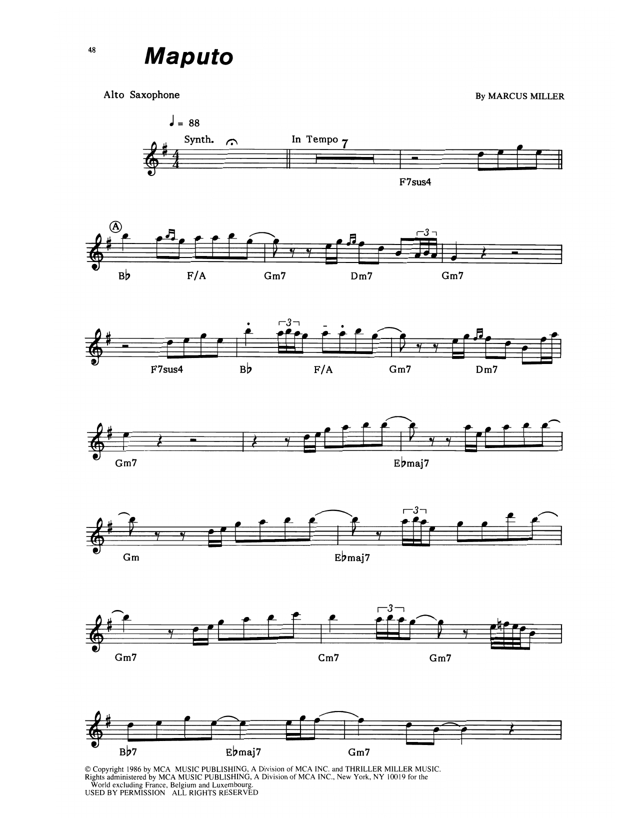 Bob James and David Sanborn Maputo sheet music notes and chords arranged for Alto Sax Transcription