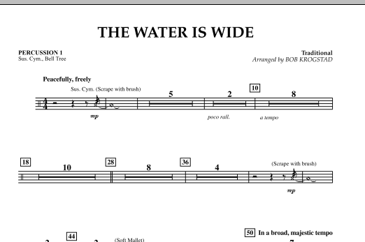 Bob Krogstad The Water Is Wide - Percussion 1 sheet music notes and chords arranged for Orchestra
