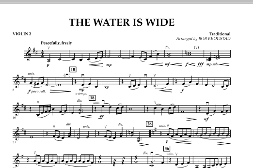 Bob Krogstad The Water Is Wide - Violin 2 sheet music notes and chords arranged for Orchestra