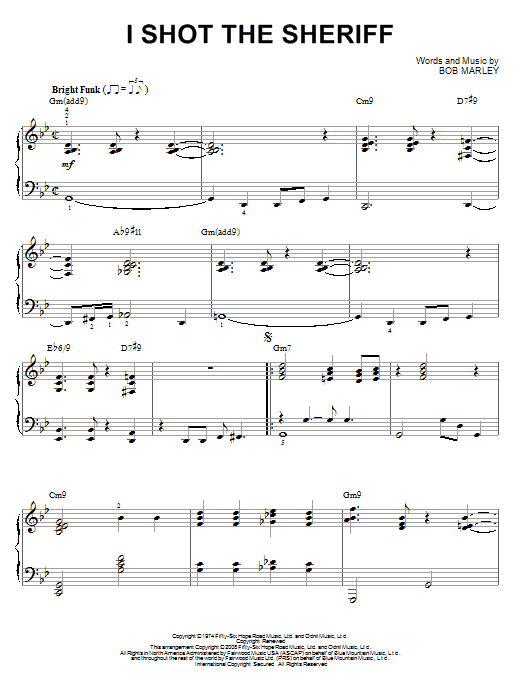 Bob Marley I Shot The Sheriff [Jazz version] (arr. Brent Edstrom) sheet music notes and chords arranged for Piano Solo