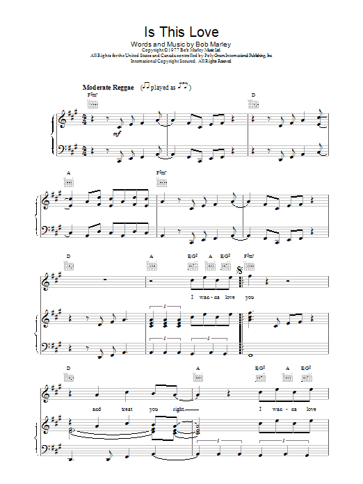 Bob Marley Is This Love sheet music notes and chords arranged for Drums Transcription