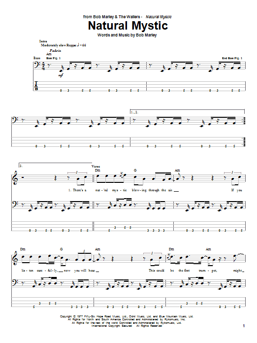 Bob Marley Natural Mystic sheet music notes and chords arranged for Piano, Vocal & Guitar Chords