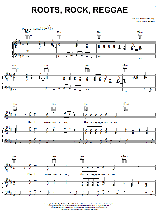 Bob Marley Roots, Rock, Reggae sheet music notes and chords arranged for Piano, Vocal & Guitar Chords (Right-Hand Melody)