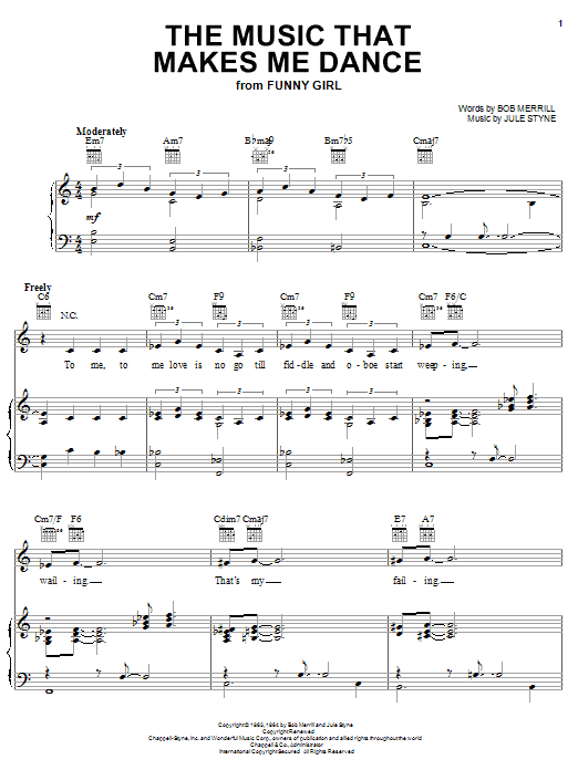 Bob Merrill and Jule Styne The Music That Makes Me Dance sheet music notes and chords arranged for Piano, Vocal & Guitar Chords (Right-Hand Melody)