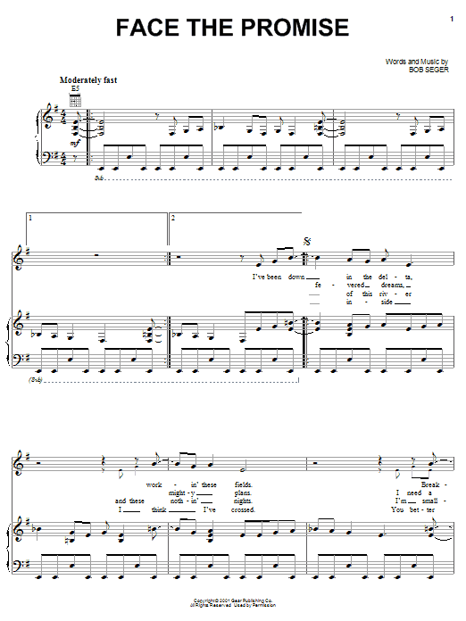 Bob Seger Face The Promise sheet music notes and chords arranged for Guitar Chords/Lyrics