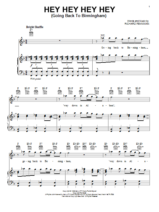 Bob Seger Hey Hey Hey Hey sheet music notes and chords arranged for Piano, Vocal & Guitar Chords (Right-Hand Melody)