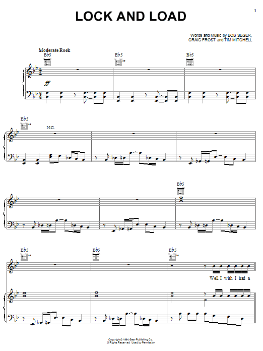 Bob Seger Lock And Load sheet music notes and chords arranged for Piano, Vocal & Guitar Chords (Right-Hand Melody)