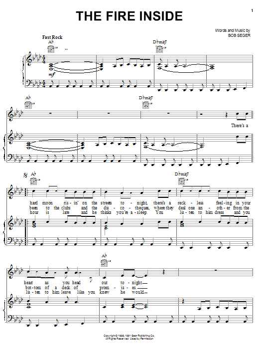 Bob Seger The Fire Inside sheet music notes and chords arranged for Guitar Chords/Lyrics