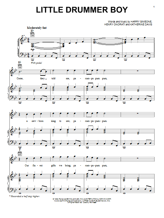 Bob Seger The Little Drummer Boy sheet music notes and chords arranged for Piano, Vocal & Guitar Chords (Right-Hand Melody)