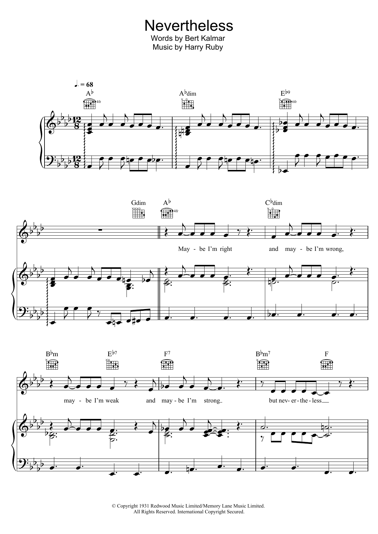 Bob Dylan Nevertheless sheet music notes and chords arranged for Piano, Vocal & Guitar Chords