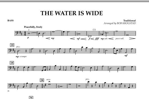 Bob Krogstad The Water Is Wide - Bass sheet music notes and chords. Download Printable PDF.