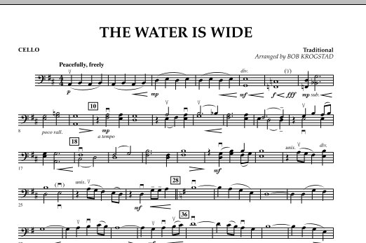 Bob Krogstad The Water Is Wide - Cello sheet music notes and chords. Download Printable PDF.