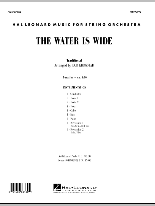 Bob Krogstad The Water Is Wide - Full Score sheet music notes and chords. Download Printable PDF.