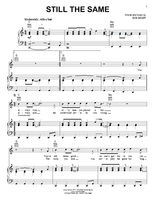Bob Seger Still The Same sheet music notes and chords. Download Printable PDF.