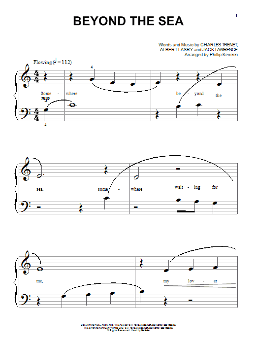 Bobby Darin Beyond The Sea (arr. Phillip Keveren) sheet music notes and chords arranged for Easy Piano