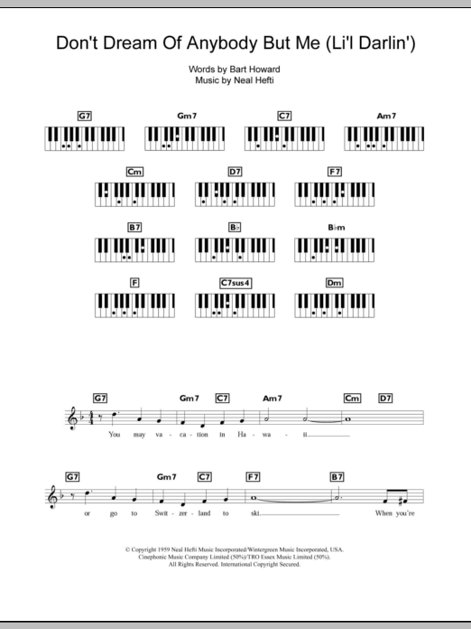 Bobby Darin Don't Dream Of Anybody But Me (Li'l Darlin') sheet music notes and chords arranged for Piano Chords/Lyrics