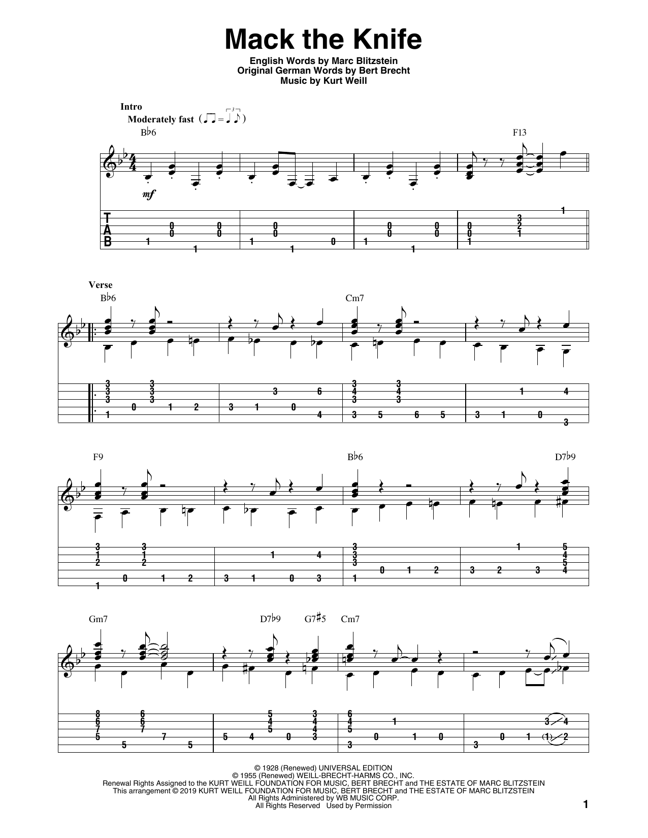 Bobby Darin Mack The Knife (arr. Bill LaFleur) sheet music notes and chords arranged for Solo Guitar