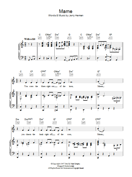 Bobby Darin Mame sheet music notes and chords arranged for Piano, Vocal & Guitar Chords