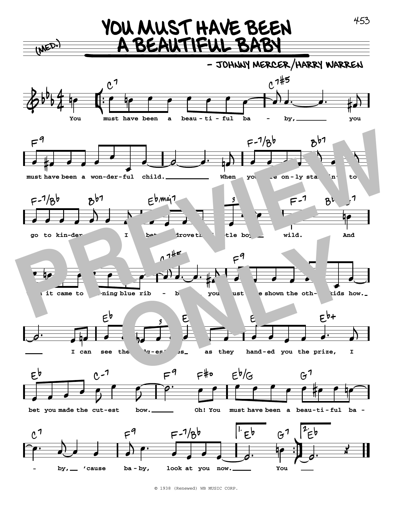 Bobby Darin You Must Have Been A Beautiful Baby (High Voice) sheet music notes and chords arranged for Real Book – Melody, Lyrics & Chords