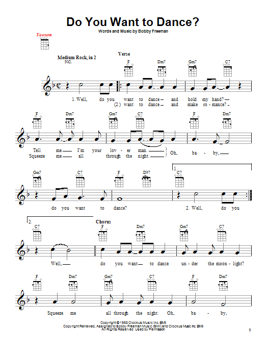 Bobby Freeman Do You Want To Dance? sheet music notes and chords arranged for Lead Sheet / Fake Book