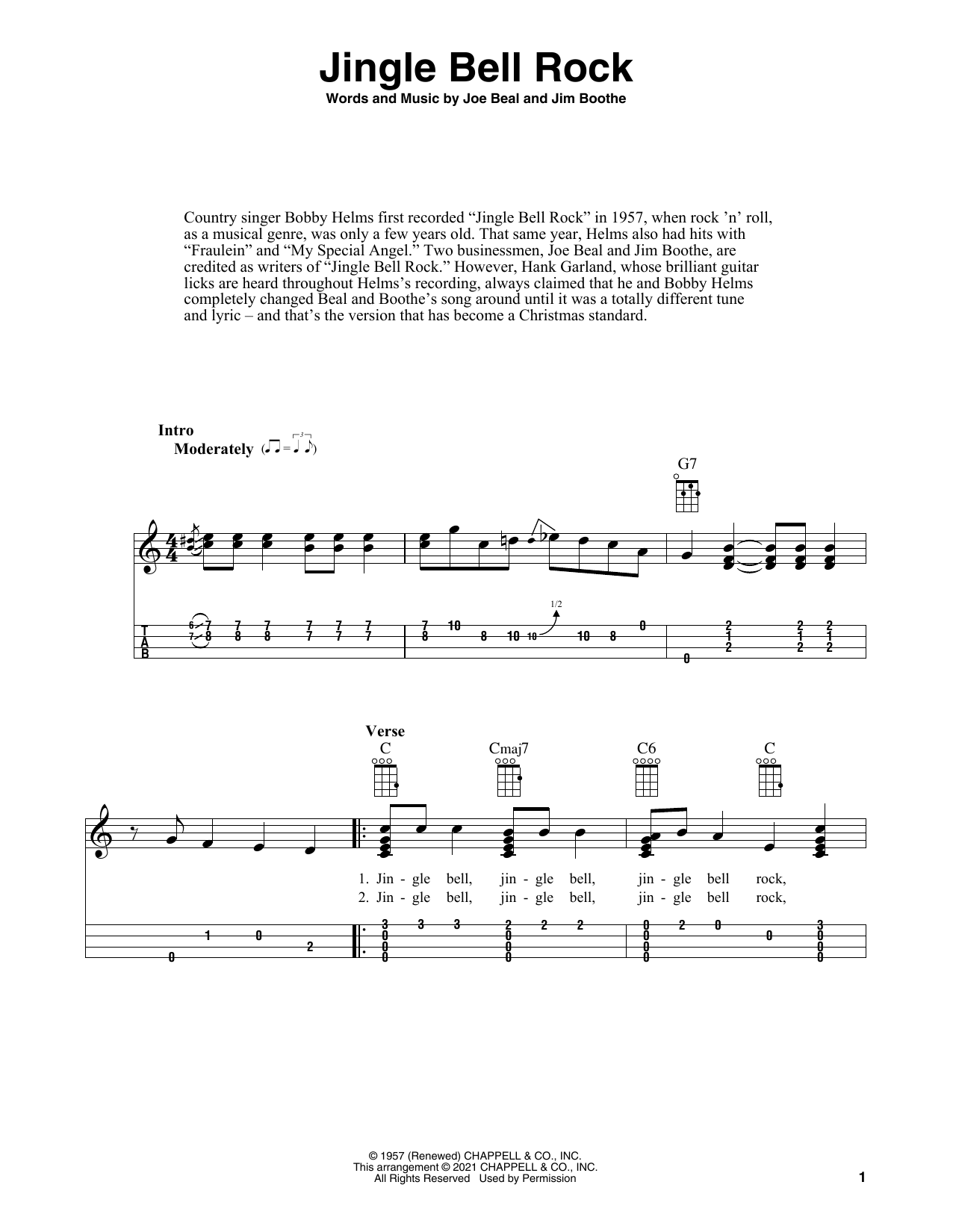 Bobby Helms Jingle Bell Rock (arr. Fred Sokolow) sheet music notes and chords arranged for Ukulele