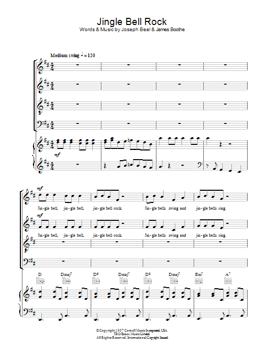 Bobby Helms Jingle Bell Rock (arr. Peter Foggitt) sheet music notes and chords arranged for SATB Choir