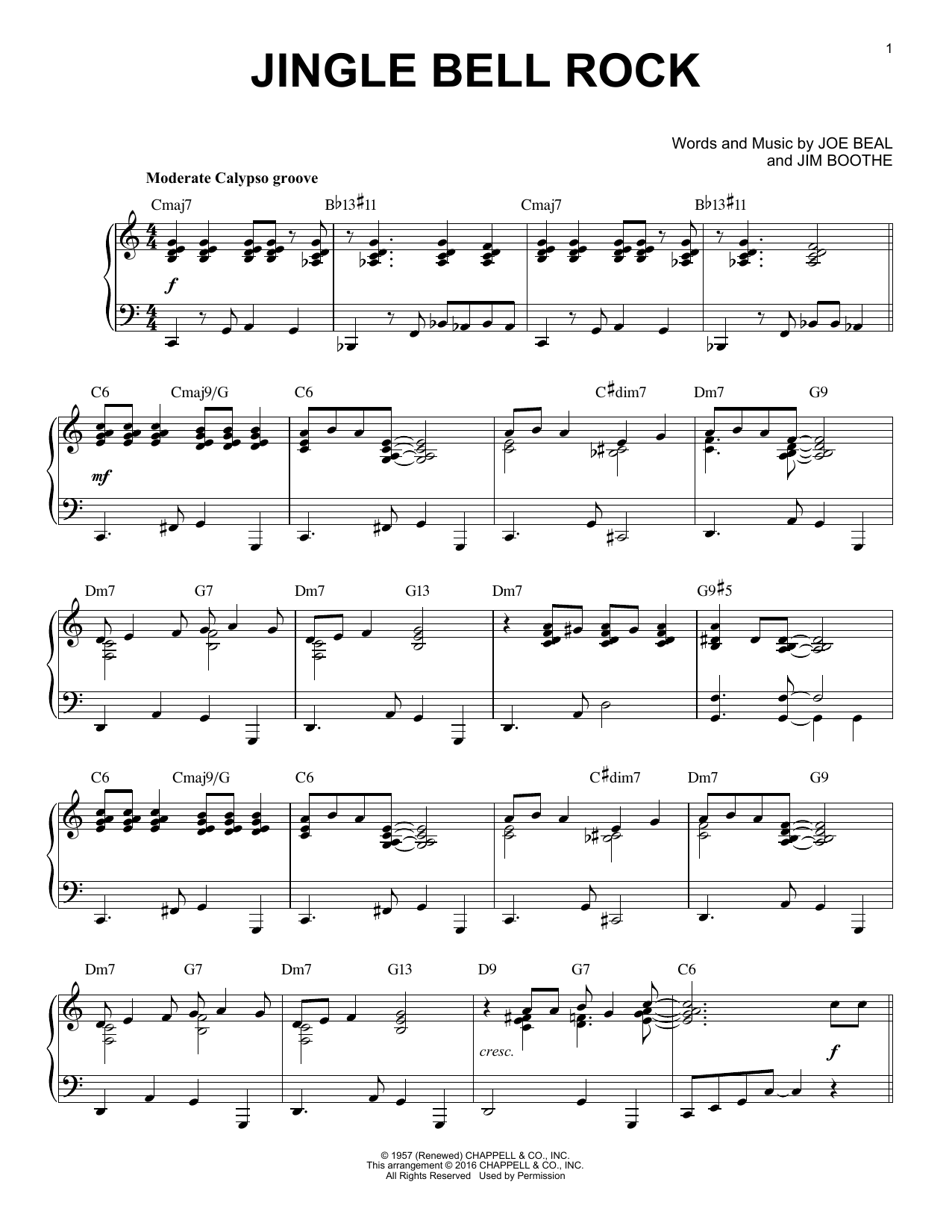 Bobby Helms Jingle Bell Rock [Jazz version] (arr. Brent Edstrom) sheet music notes and chords arranged for Piano Solo