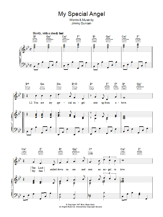Bobby Helms My Special Angel sheet music notes and chords arranged for Piano, Vocal & Guitar Chords
