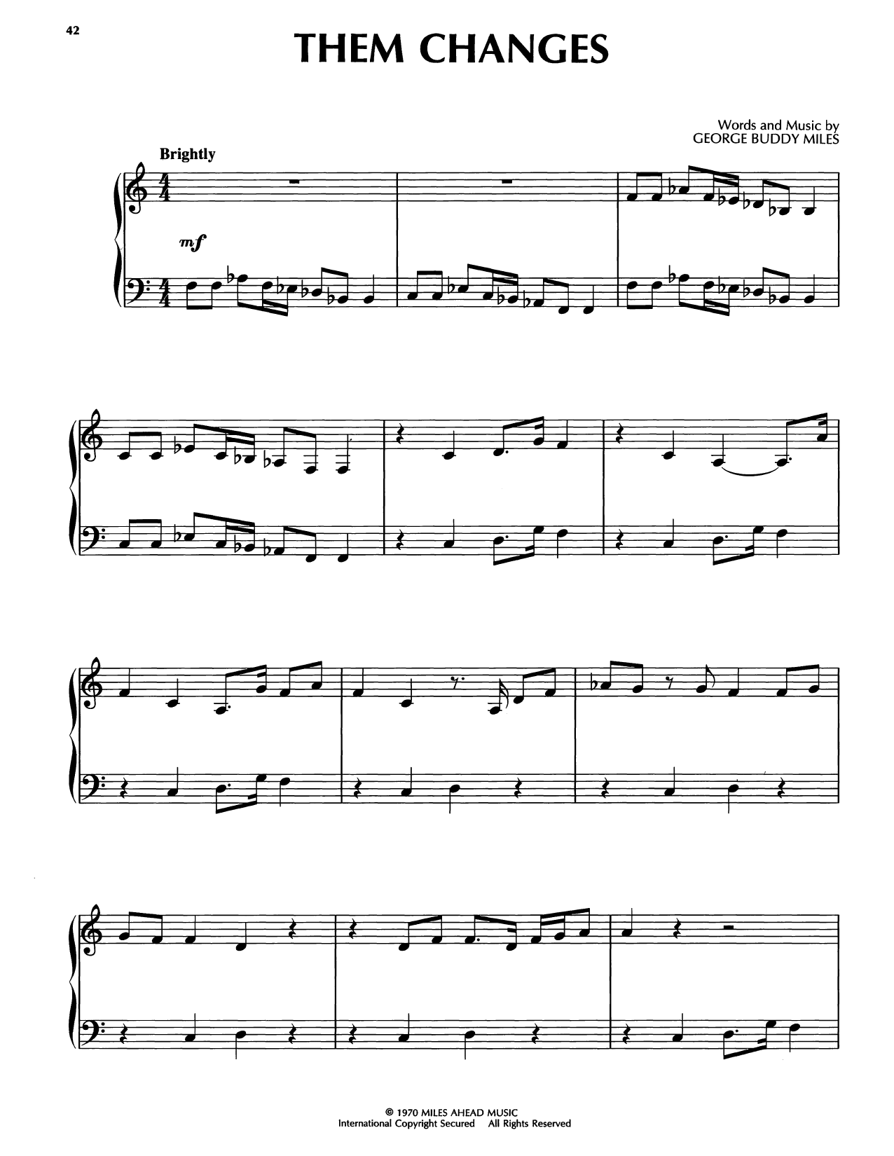 Bobby McFerrin Them Changes sheet music notes and chords arranged for Piano Solo