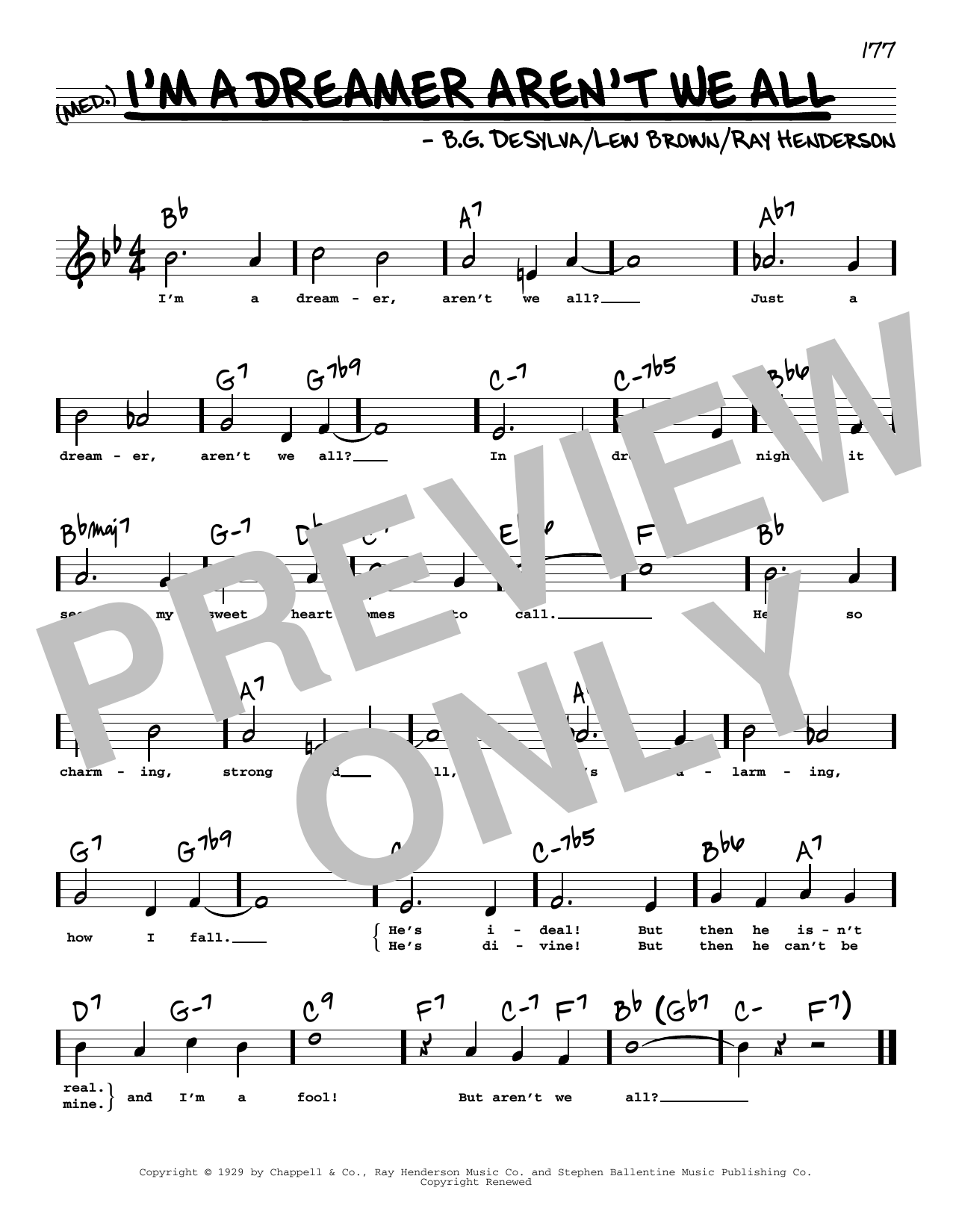 Bobby Sherwood I'm A Dreamer Aren't We All (High Voice) sheet music notes and chords arranged for Real Book – Melody, Lyrics & Chords