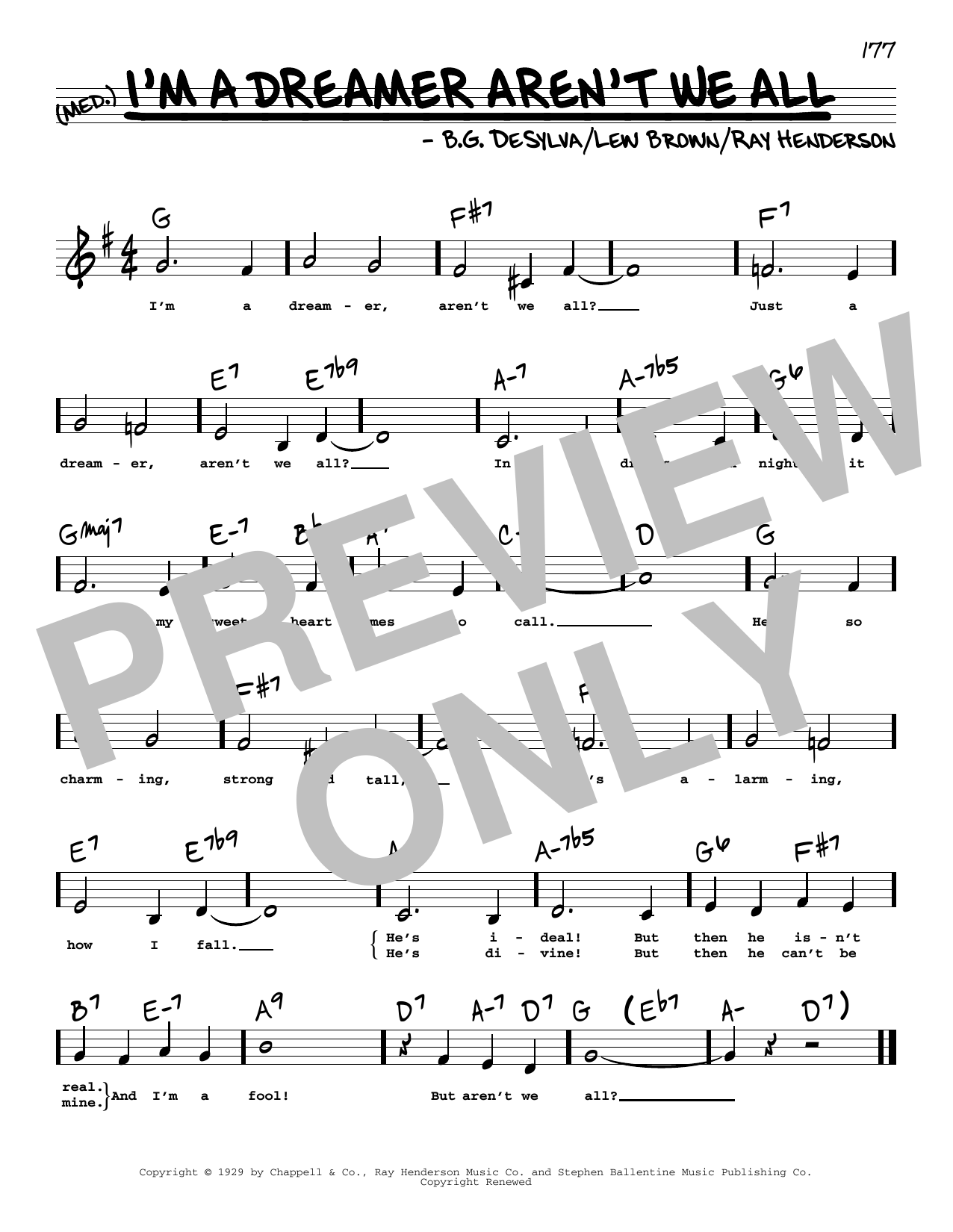 Bobby Sherwood I'm A Dreamer Aren't We All (Low Voice) sheet music notes and chords arranged for Real Book – Melody, Lyrics & Chords