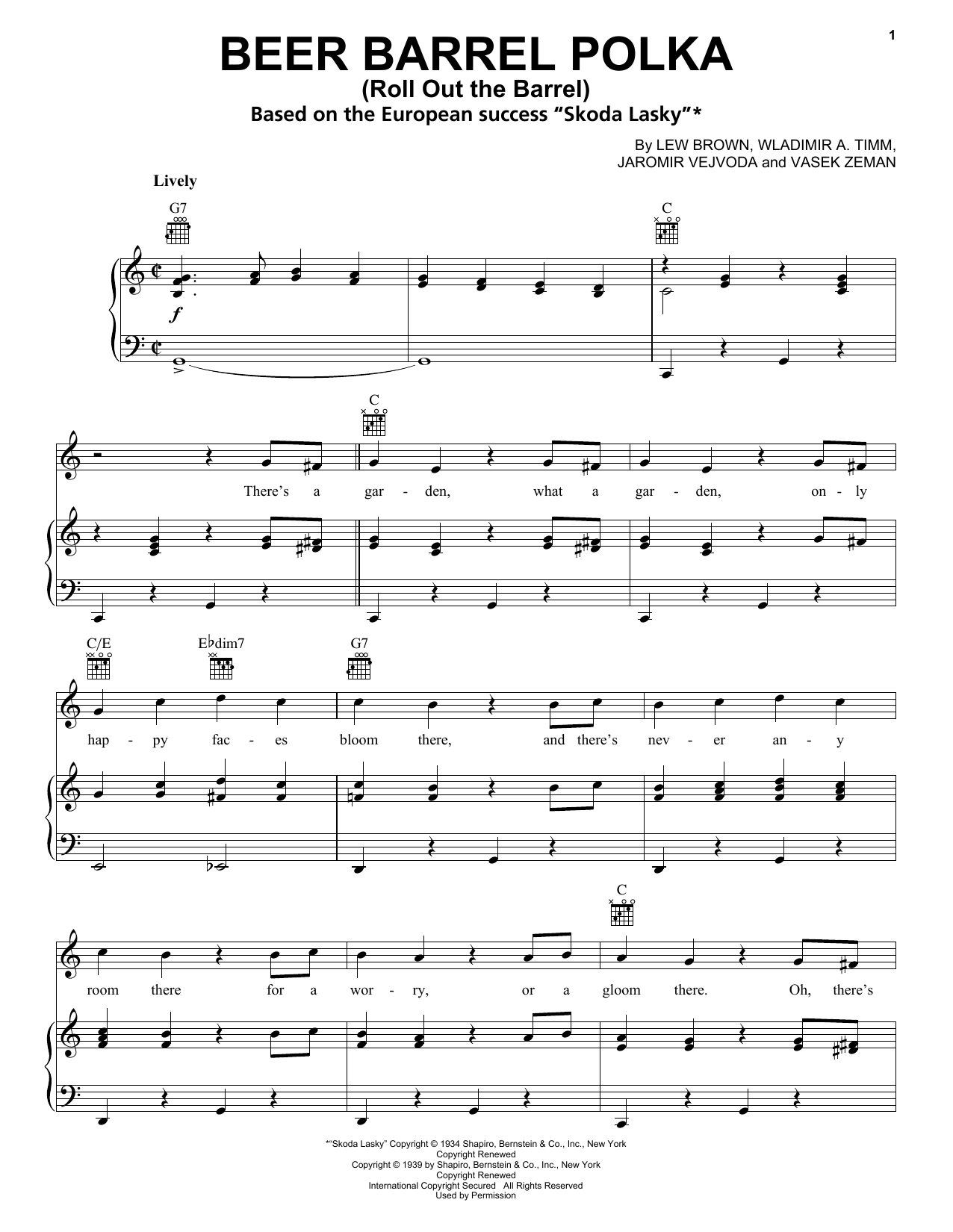 Bobby Vinton Beer Barrel Polka (Roll Out The Barrel) sheet music notes and chords arranged for Bass Clarinet Solo