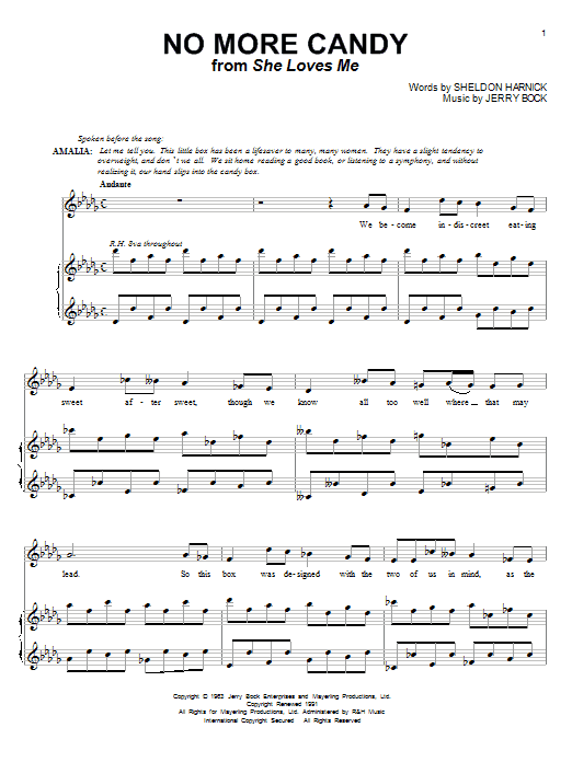 Bock & Harnick No More Candy sheet music notes and chords arranged for Piano & Vocal