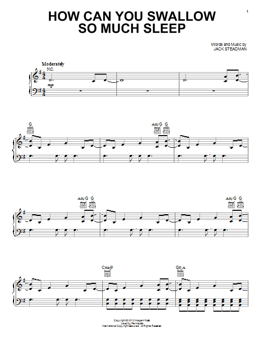 Bombay Bicycle Club How Can You Swallow So Much Sleep sheet music notes and chords arranged for Piano, Vocal & Guitar Chords (Right-Hand Melody)