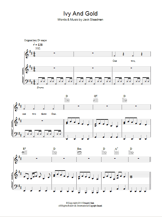 Bombay Bicycle Club Ivy &Gold sheet music notes and chords arranged for Piano, Vocal & Guitar Chords