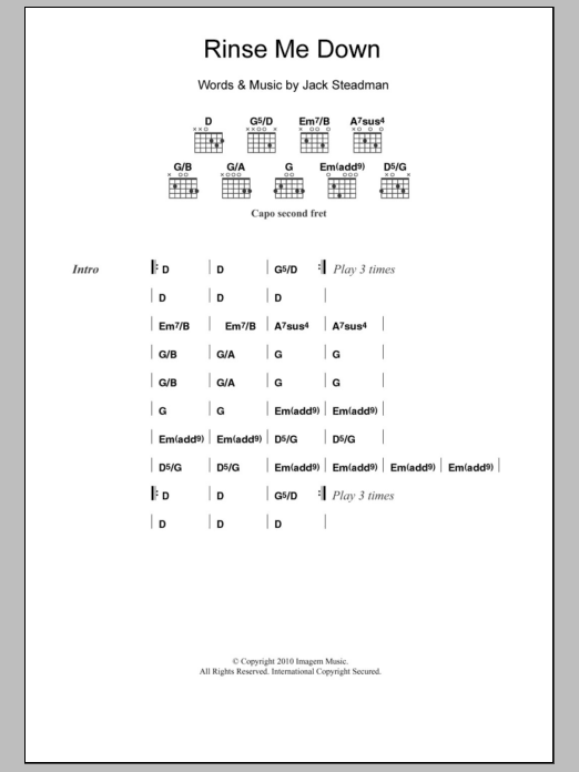 Bombay Bicycle Club Rinse Me Down sheet music notes and chords arranged for Guitar Chords/Lyrics