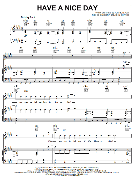 Bon Jovi Have A Nice Day sheet music notes and chords arranged for Drums Transcription
