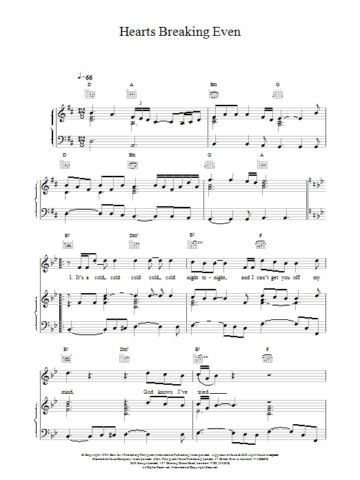 Bon Jovi Hearts Breaking Even sheet music notes and chords arranged for Piano, Vocal & Guitar Chords