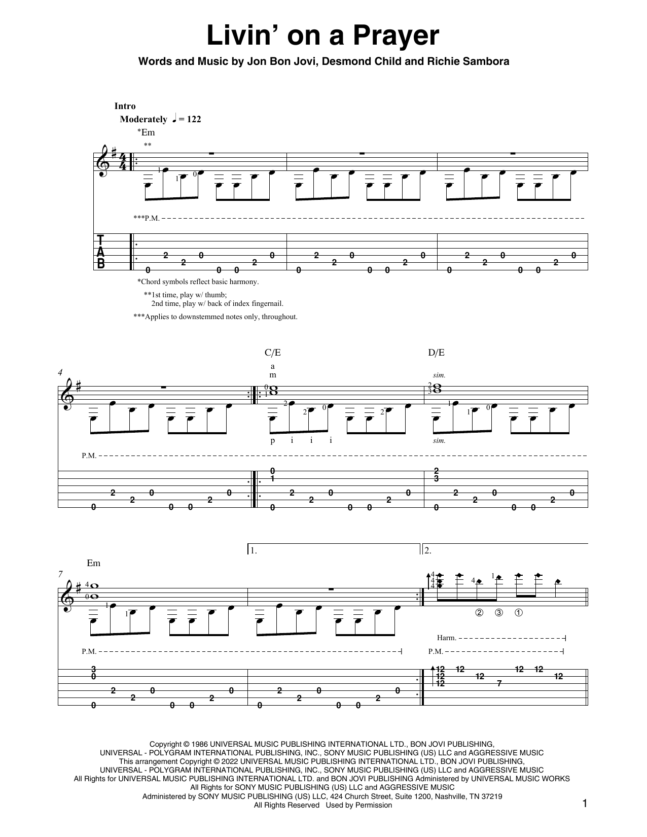 Bon Jovi Livin' On A Prayer (arr. Ben Pila) sheet music notes and chords arranged for Solo Guitar