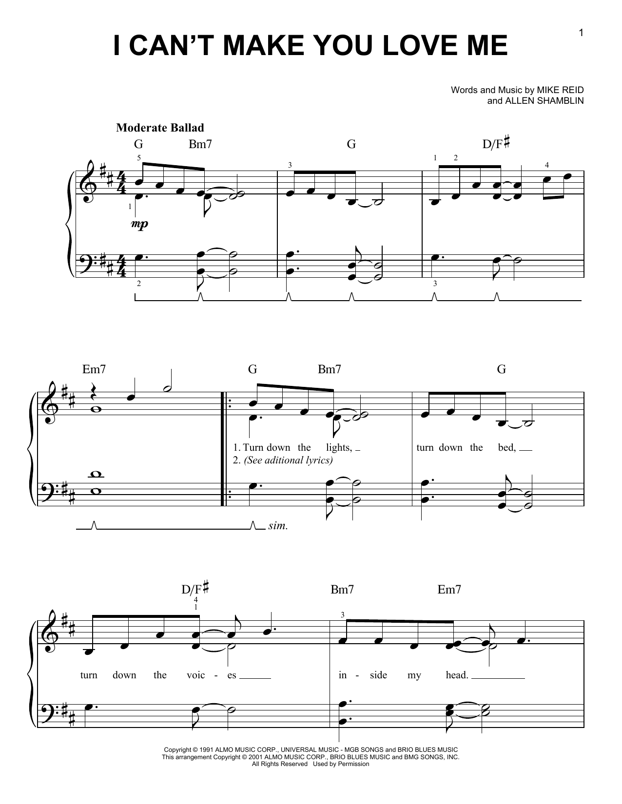 Bonnie Raitt I Can't Make You Love Me (arr. Phillip Keveren) sheet music notes and chords arranged for Easy Piano