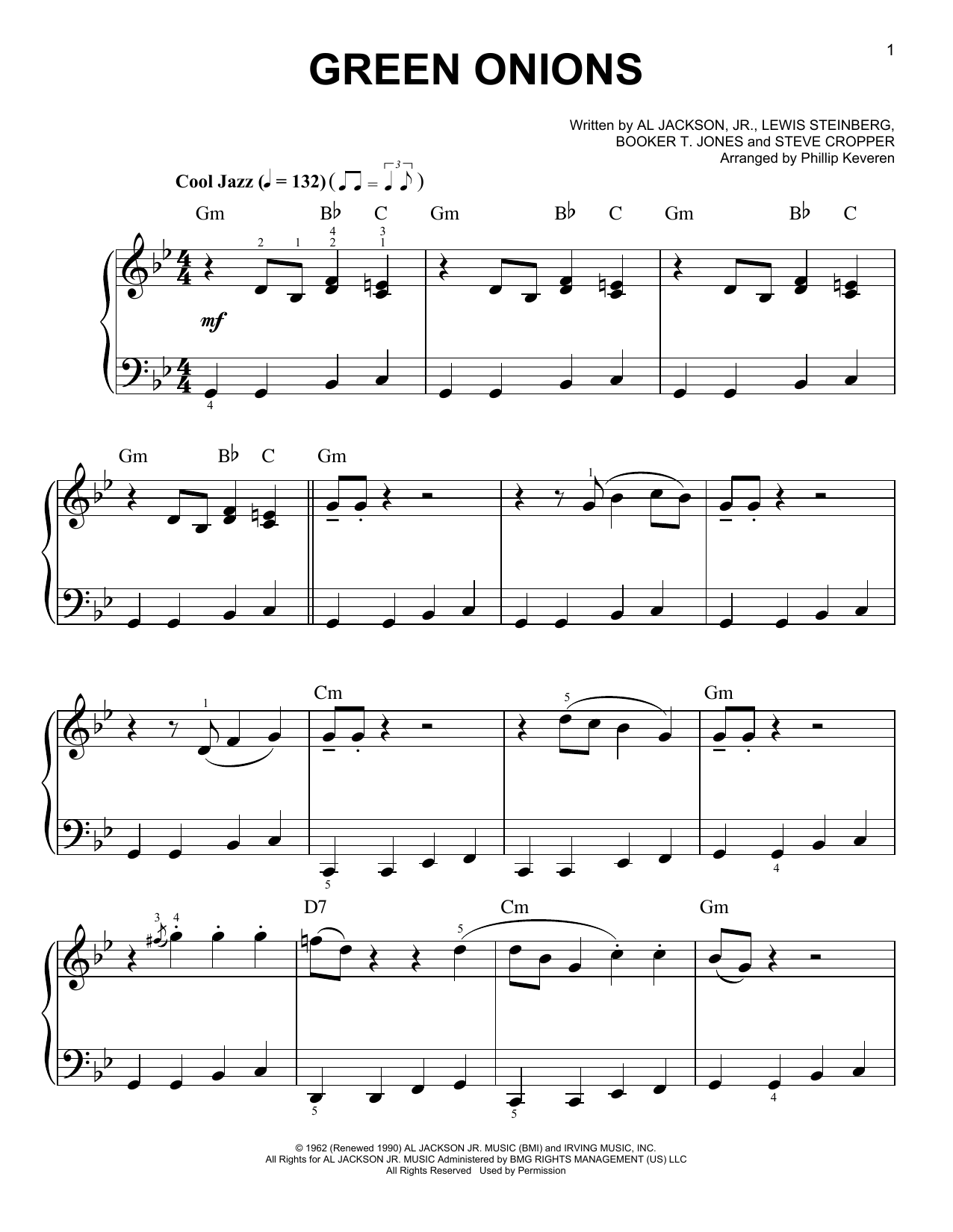 Booker T. & The MG's Green Onions (arr. Phillip Keveren) sheet music notes and chords arranged for Easy Piano