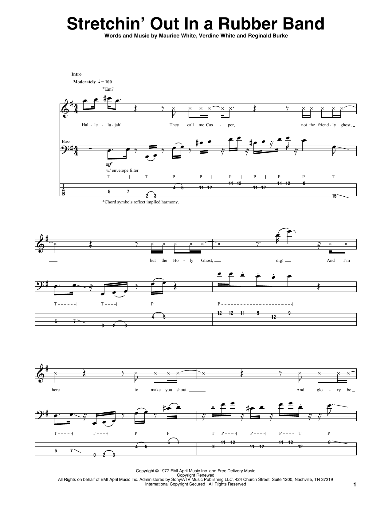 Bootsy Collins Stretchin' Out In A Rubber Band sheet music notes and chords arranged for Bass Guitar Tab
